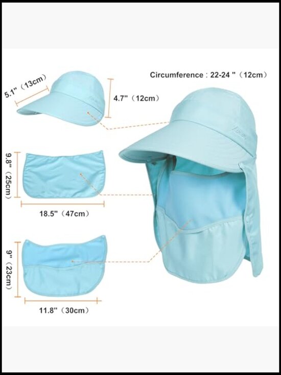 Wide Brim Sun Hat with Detachable Visor and Neck Flap UPF 50+ Protection main image 5